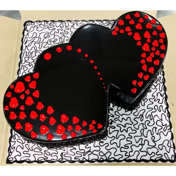 Double Heart Shaped Strawberry Cake Online | DoorstepCake